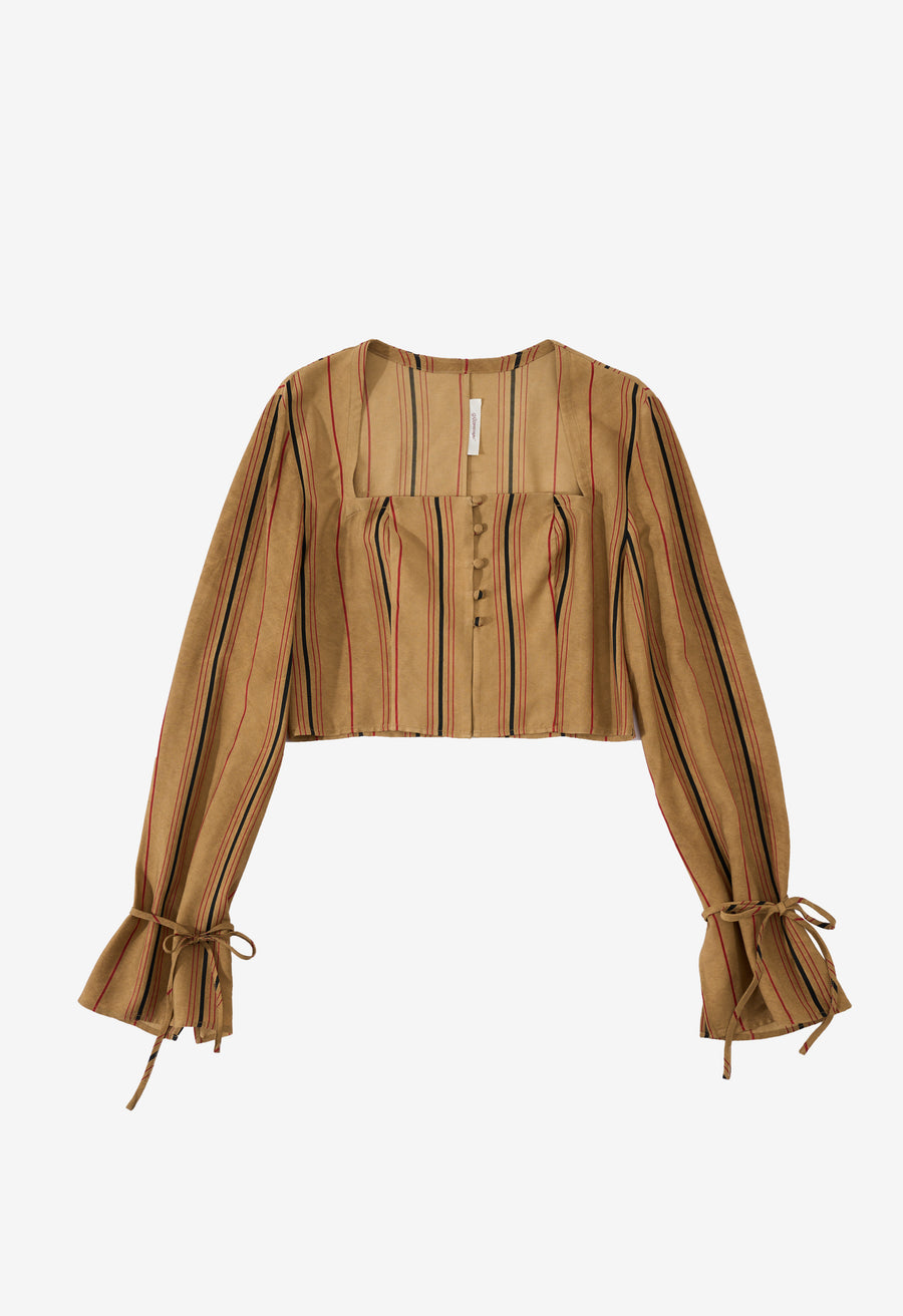 〖WULTMAS X Affection BLVD〗Woody Tie-Sleeve Top (S / M)